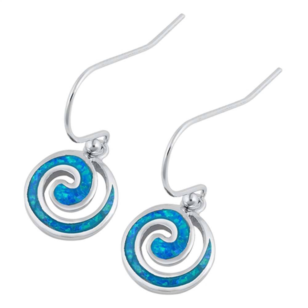 Sterling Silver With Blue Lab Opal Earrings