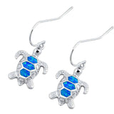 Sterling Silver With Lab Opal Turtle Earrings