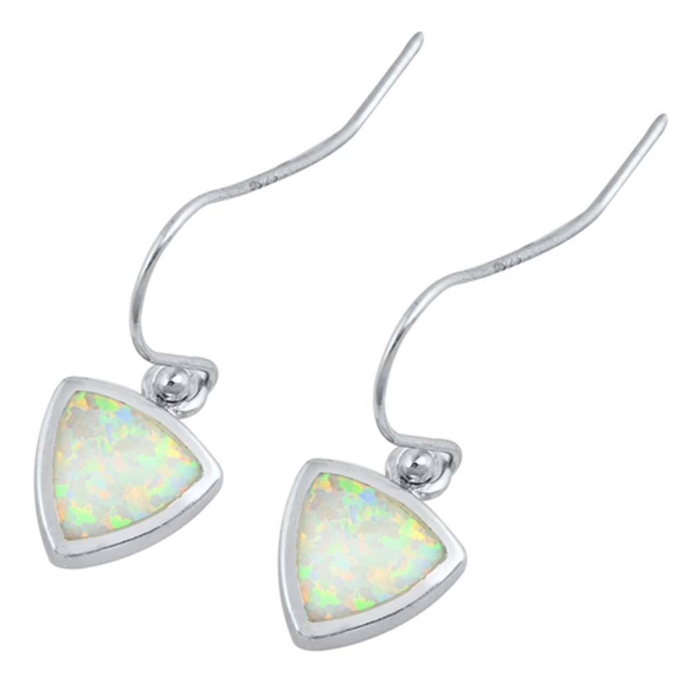 Sterling Silver With White Lab Opal Earrings