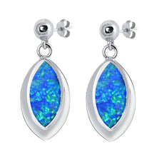 Load image into Gallery viewer, Sterling Silver With Blue Lab Opal Earrings