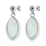 Sterling Silver With White Lab Opal Earrings