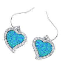 Load image into Gallery viewer, Sterling Silver With Lab Opal Heart Earrings