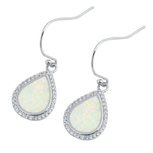 Load image into Gallery viewer, Sterling Silver With Lab Opal Drop Earrings