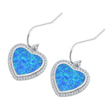 Sterling Silver With Lab Opal Heart Earrings