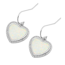 Load image into Gallery viewer, Sterling Silver With Lab Opal Heart Earrings