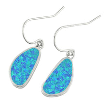 Load image into Gallery viewer, Sterling Silver With Blue Lab Opal Earrings