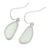 Sterling Silver With White Lab Opal Earrings