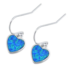 Load image into Gallery viewer, Sterling Silver With Lab Opal Heart Earrings