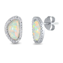 Load image into Gallery viewer, Sterling Silver With White Lab Opal Earrings