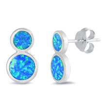 Load image into Gallery viewer, Sterling Silver With Blue Lab Opal Earrings