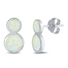 Load image into Gallery viewer, Sterling Silver With White Lab Opal Earrings