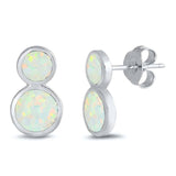 Sterling Silver With White Lab Opal Earrings