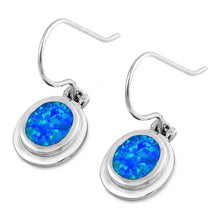 Load image into Gallery viewer, Sterling Silver Earrings With Circle Shaped Blue Lab Opal