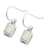 Sterling Silver Earrings With Rectangular ShapedWhite Lab Opal