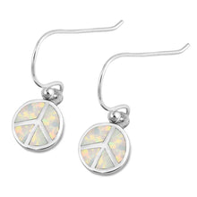 Load image into Gallery viewer, Sterling Silver Earrings With Peace Sign Shaped White Lab Opal