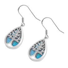 Load image into Gallery viewer, Sterling Silver Blue Lab Opal Tree Earrings