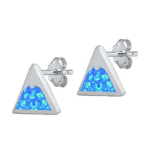 Load image into Gallery viewer, Sterling Silver Mountain With Blue Lab Opal Earrings