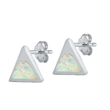 Load image into Gallery viewer, Sterling Silver Mountain With White Lab Opal Earrings