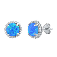 Load image into Gallery viewer, Sterling Silver With Blue Lab Opal Earrings