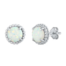 Load image into Gallery viewer, Sterling Silver With White Lab Opal Earrings