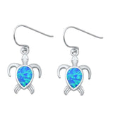 Sterling Silver Blue Lab Opal Turtle Earrings