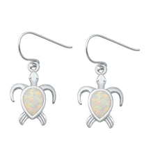 Load image into Gallery viewer, Sterling Silver White Lab Opal Turtle Earrings