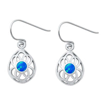 Load image into Gallery viewer, Sterling Silver Blue Lab Opal Earrings