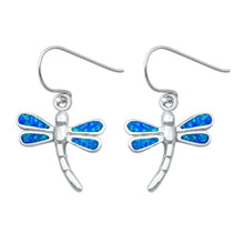 Load image into Gallery viewer, Sterling Silver Dragonfly Blue Lab Earrings