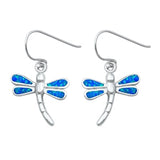 Sterling Silver Dragonfly Blue Lab Earrings