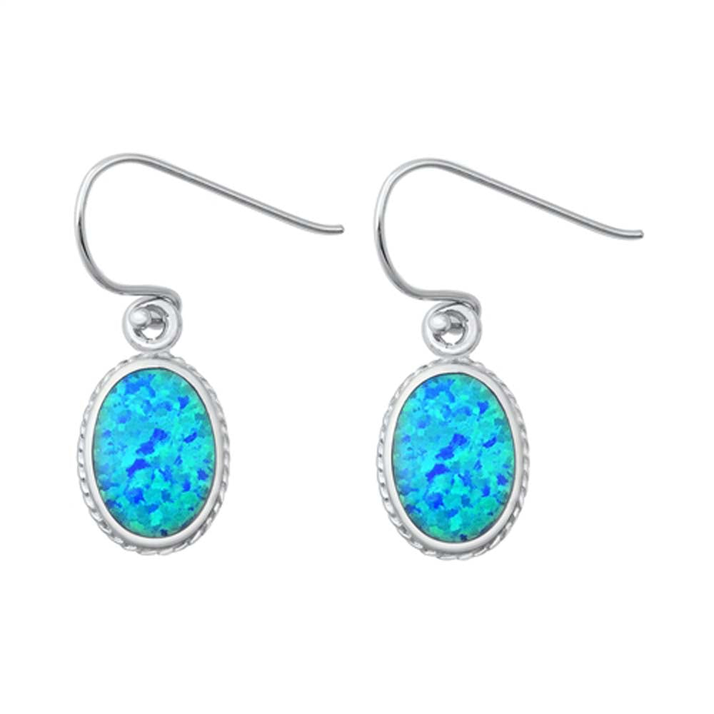 Sterling Silver Blue Lab Opal Earrings