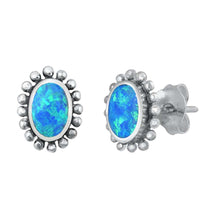 Load image into Gallery viewer, Sterling Silver Blue Lab Opal Earrings