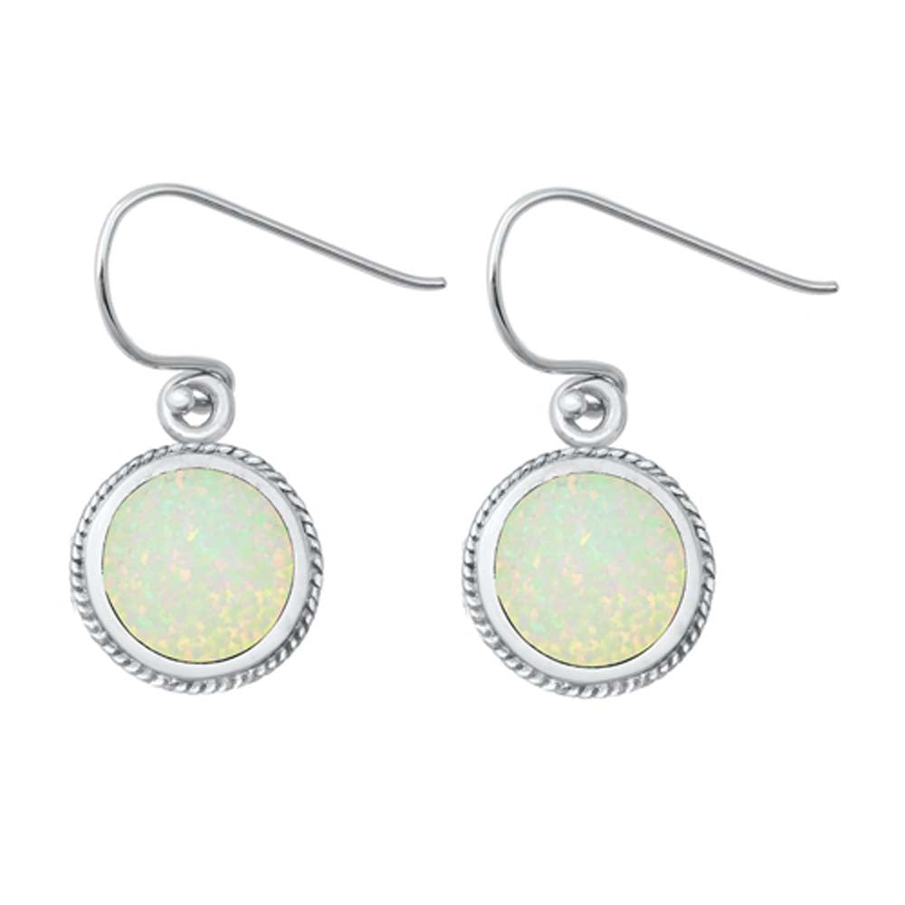 Sterling Silver White Lab Opal Earrings