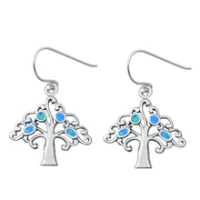 Load image into Gallery viewer, Sterling Silver Blue Lab Opal Tree Earrings