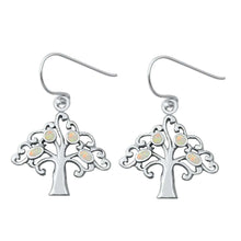 Load image into Gallery viewer, Sterling Silver White Lab Opal Tree Earrings