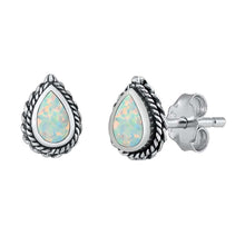 Load image into Gallery viewer, Sterling Silver White Lab Opal Earrings