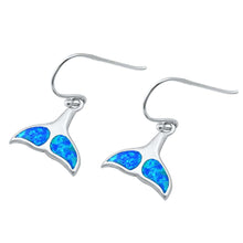 Load image into Gallery viewer, Sterling Silver Blue Lab Opal Whale Tail Earrings