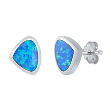 Load image into Gallery viewer, Sterling Silver Blue Lab Opal Earrings