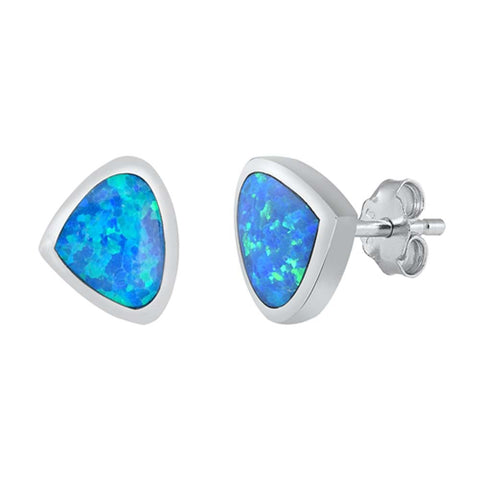 Sterling Silver Blue Lab Opal Earrings
