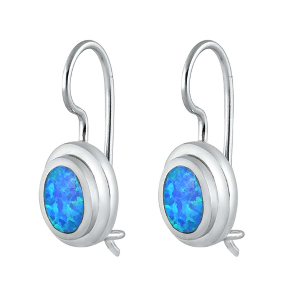 Sterling Silver Blue Lab Opal Earrings