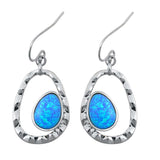 Sterling Silver With Blue Lab Opal Earrings