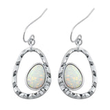 Sterling Silver With White Lab Opal Earrings