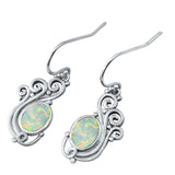 Sterling Silver With White Lab Opal Earrings