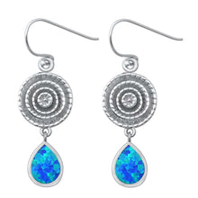 Load image into Gallery viewer, Sterling Silver With Blue Lab Opal Earrings