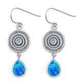 Sterling Silver With Blue Lab Opal Earrings