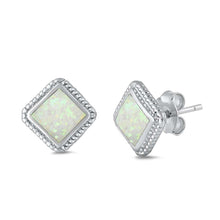 Load image into Gallery viewer, Sterling Silver With White Lab Opal Earrings