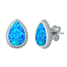 Load image into Gallery viewer, Sterling Silver With Blue Lab Opal Earrings