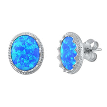 Load image into Gallery viewer, Sterling Silver With Blue Lab Opal Earrings