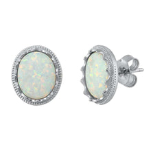 Load image into Gallery viewer, Sterling Silver With White Lab Opal Earrings