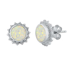 Load image into Gallery viewer, Sterling Silver With White Lab Opal Earrings