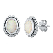 Load image into Gallery viewer, Sterling Silver With White Lab Opal Earrings